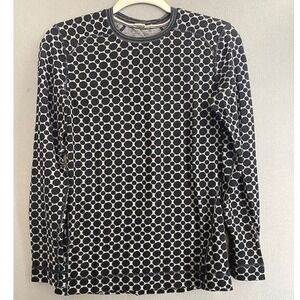 Smartwool Kids L Merino Wool Base Layer Long Sleeve Shirt Black Grey Polka Dot